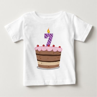 Age 7 on Birthday Cake Shirt