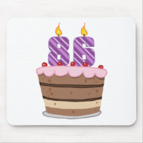 Age 86 on Birthday Cake Mouse Pads
