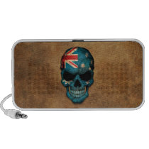 Aged and Worn Australian Flag Skull Laptop Speaker