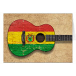 Aged and Worn Bolivian Flag Acoustic Guitar Greeting Card