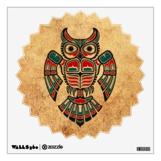 Aged and Worn Haida Spirit Owl Wall Skin