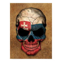 Aged and Worn Slovakian Flag Skull Poster