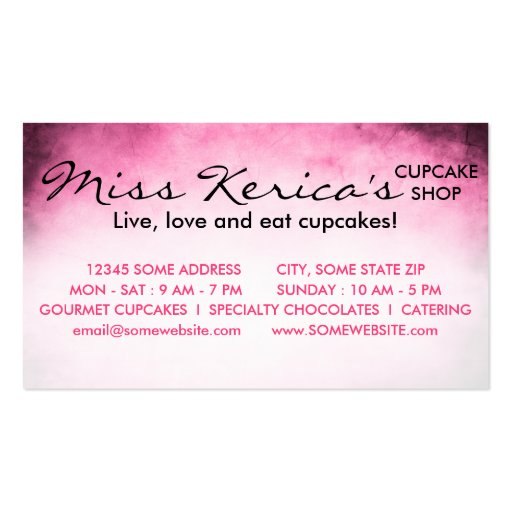 aged cupcake shop loyalty card business card templates (back side)