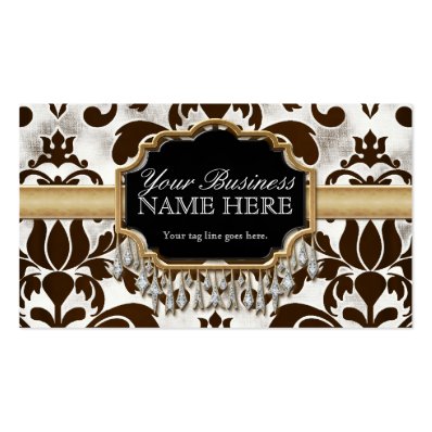 Aged Distressed Damask Golden Bling Look Wedding Business Cards