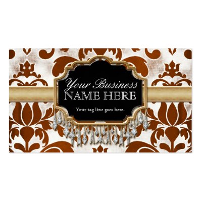 Aged Distressed Damask Golden Bling Look Wedding Business Card