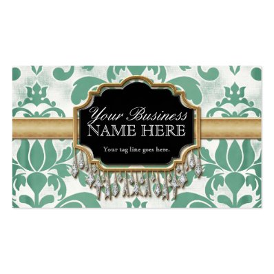 Aged Distressed Damask Golden Bling Look Wedding Business Card