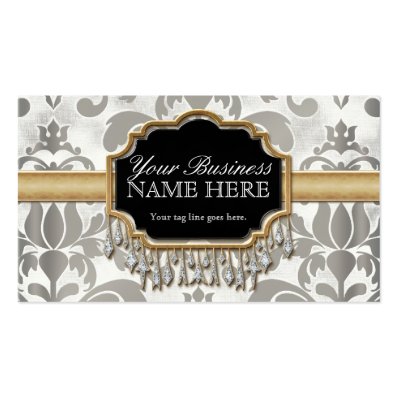 Aged Distressed Damask Golden Bling Look Wedding Business Card Template
