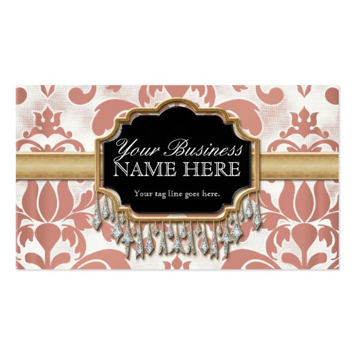 Aged Distressed Damask Golden Bling Look Wedding Business Card Templates (front side)
