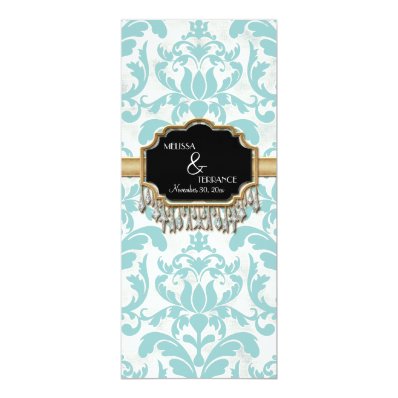 Aged Distressed Damask Golden Bling Look Wedding Card