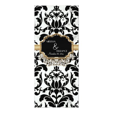 Aged Distressed Damask Golden Bling Look Wedding Card