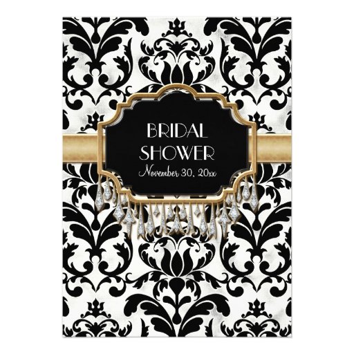 Aged Distressed Damask Golden Bling Look Wedding Personalized Invitation