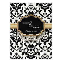 Aged Distressed Damask Golden Bling Look Wedding Custom Invites