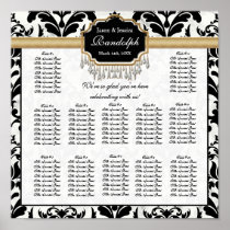 Aged Distressed Damask Reception Seating Chart Print