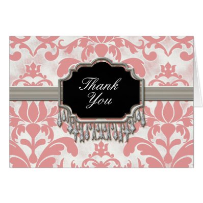 Aged Distressed Damask Silver Bling Look Wedding Greeting Card