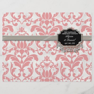 Aged Distressed Damask Silver Bling Look Wedding Custom Flyer