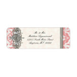Aged Distressed Damask Silver Bling Look Wedding Custom Return Address Label
