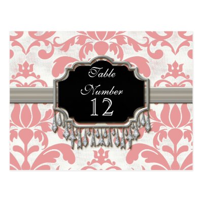 Aged Distressed Damask Silver Bling Look Wedding Postcards