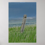 Aged Fence Post & Stormy Sky Photo Poster