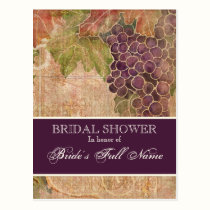 Aged Grape Vineyard Bridal Shower Post Card postcards