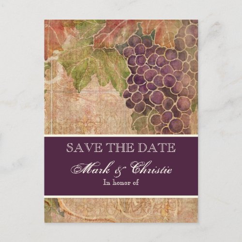 Aged Grape Vineyard Save the Date Post Card postcard