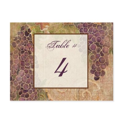 Aged Grape Vineyard Table Number Card Postcard