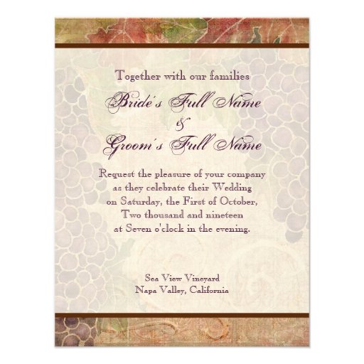 Aged Grape Vineyard Wedding Invitation