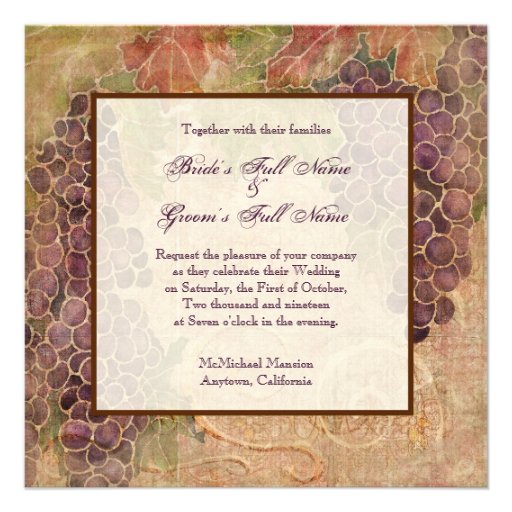 Aged Grape Vineyard Wedding Invitation