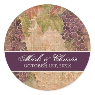Aged Grape Vineyard Wedding Invitation sticker