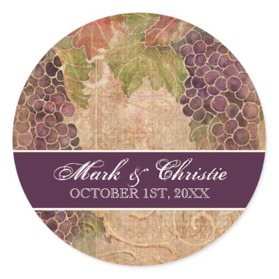 Aged Grape Vineyard Wedding Invitation stickers