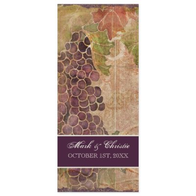 Aged Grape Vineyard Wedding Program Announcement by AudreyJeanne
