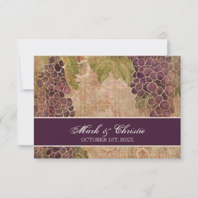 Aged Grape Vineyard Wedding RSVP Response Card Invites