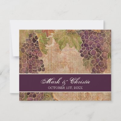 Aged Grape Vineyard Wedding RSVP Response Card Custom Invite by AudreyJeanne