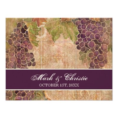 Aged Grape Vineyard Wedding RSVP Response Card Custom Invite