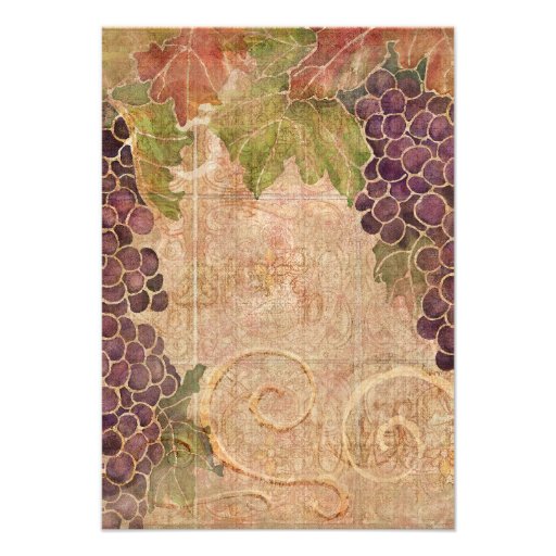 Aged Grape Vineyard Wedding Table Number Seating Personalized Announcement