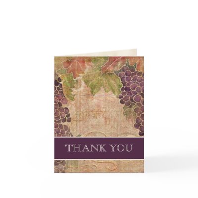 Aged Grape Vineyard Wedding Thank You Notes Cards by AudreyJeanne