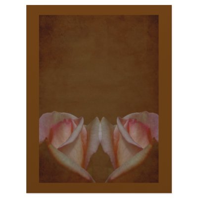 Aged Pink Rosebuds Brown Floral Scrapbook Paper Letterhead by SmilinEyesTreasures