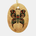 Aged Red and Green Haida Spirit Butterfly Ornament Aged Red and Green Haida Spirit Butterfly Ornament