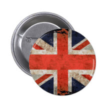 Aged shredded Union Jack Button