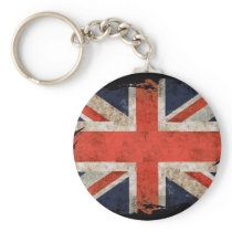 Aged shredded Union Jack Key Chain