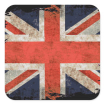 Aged shredded Union Jack Square Sticker