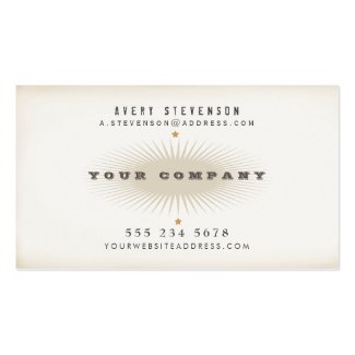 Aged Vintage Style Sunburst and Stars Typography 2 Business Card Template