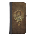 Aged Winged Egyptian Scarab Beetle with Ankh Brown iPhone 5 Wallet Case