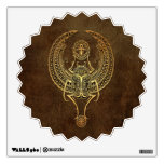 Aged Winged Egyptian Scarab Beetle with Ankh Brown Wall Graphic