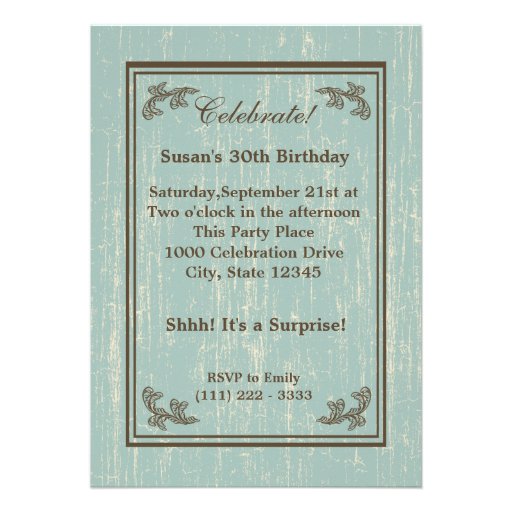 Aged Wood 30th Birthday Photo Personalized Invite