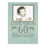Aged Wood 60th Birthday Photo Personalized Invitation
