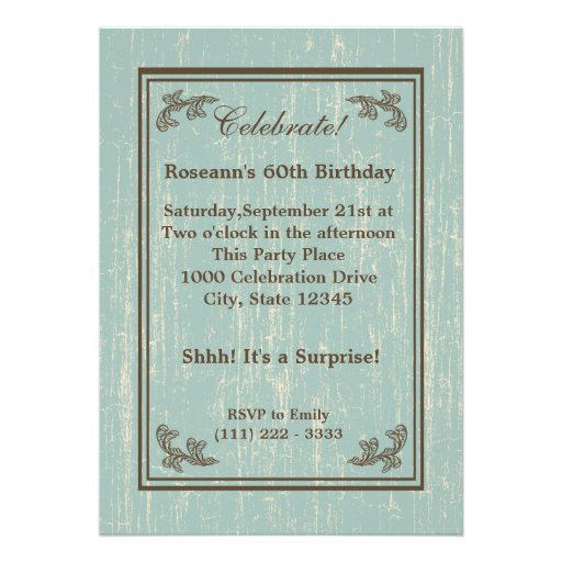 Aged Wood 60th Birthday Photo Personalized Invitation