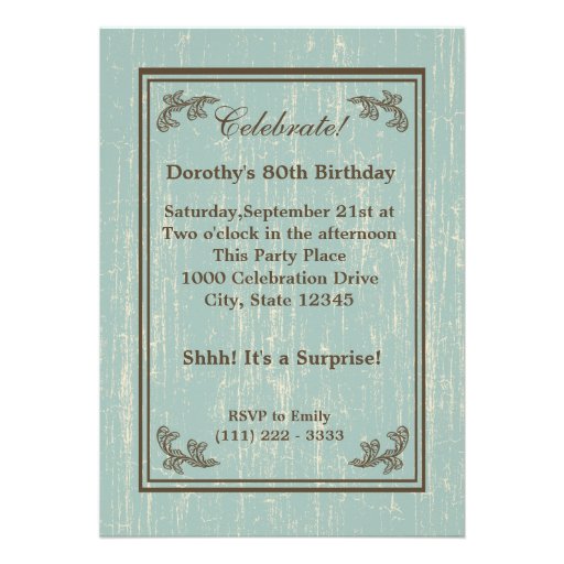 Aged Wood 80th Birthday Photo Custom Invitation