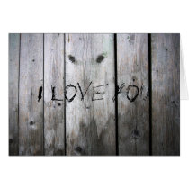 Aged Wood Board I Love You Card
