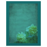 Aged Yellow Roses Aqua Blue Floral Scrapbook Paper Letterhead Template