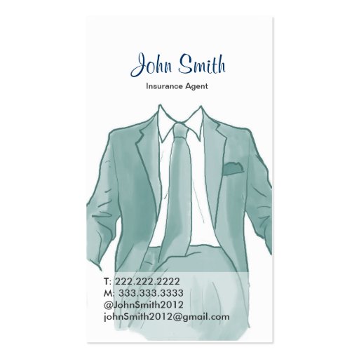 Agent in a Suit Drawing Profile Card Business Card Templates (front side)